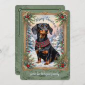 Dachsund Dog Vintage Christmas Kaart (Voorkant / Achterkant)