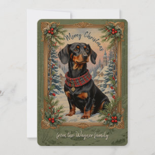 Dachsund Dog Vintage Christmas Kaart