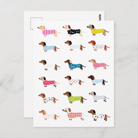 Dachsund Dog Waterverf Briefkaart (Voorkant / Achterkant)