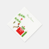 Dachsund Kerstmutsen Servet (Hoek)