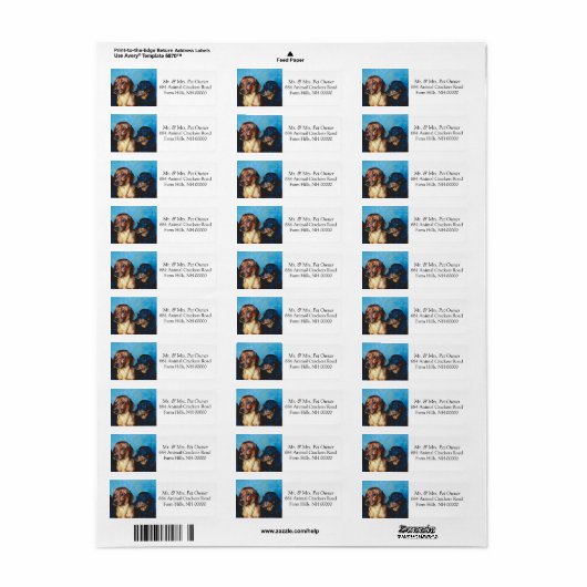 Dachsund Puppies Return Address Mail Stickers (Full Sheet)