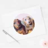 Dachsund Puppies Ronde Sticker (Envelop)