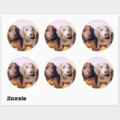 Dachsund Puppies Ronde Sticker (Vel)