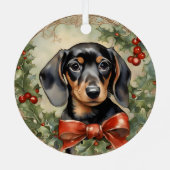 Dachsund Puppy's eerste kerst metal Ornament (Achterkant)