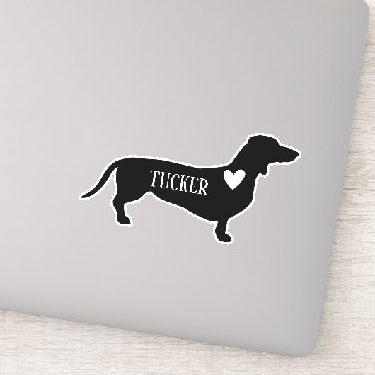 Dachsund Ras Silhouet Aangepaste naam Sticker (Detail)