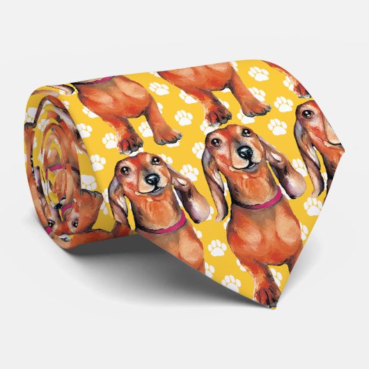 Dachsund Red Doxie Stropdas (Opgerold)