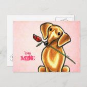 Dachsund-Roos is een mijne-off-Leash Art™ Briefkaart (Voorkant / Achterkant)