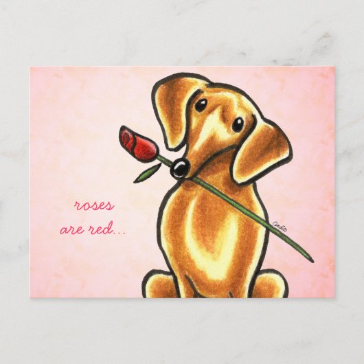 Dachsund Roos SweeLieverd off-Leash Art™ Custom Briefkaart (Voorkant)