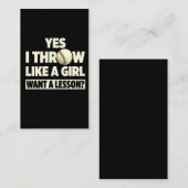 Dacht als een meisje wil een leson Softball Player Visitekaartje (Voorkant / Achterkant)