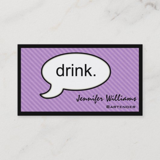 Dacht Drink Bartender Visitekaartje (Voorkant)