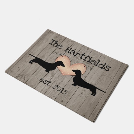 Dachthonden met hart-deurmat deurmat (Schuin)