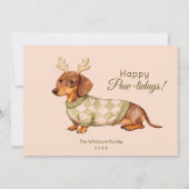 Dackel hond kerst geruite trui foto feestdagenkaart (Voorkant)