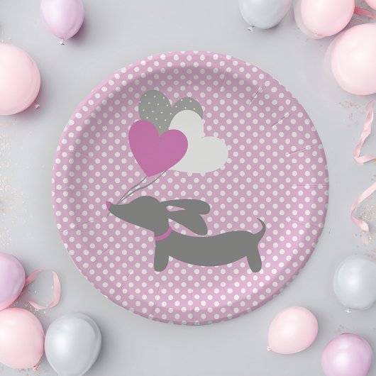 Dackel Roze Meisje Baby Shower Papieren Borden Bordje