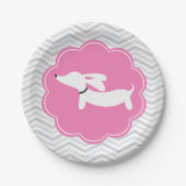 Dackel Roze Papieren Borden Doxie Babyfeestje Papieren Bordje (Voorkant)