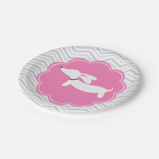 Dackel Roze Papieren Borden Doxie Babyfeestje Papieren Bordje (Gekanteld)