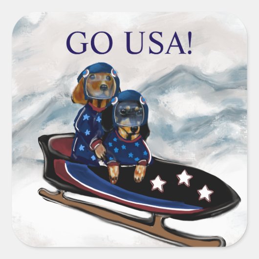 DACKEL  VIERKANTE STICKER (Voorkant)