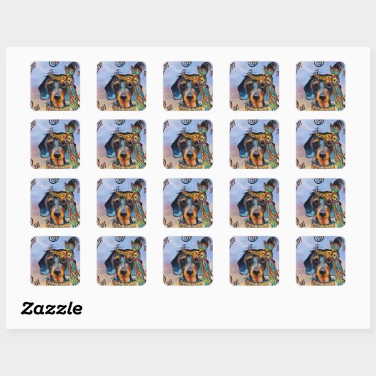 DACKEL VIERKANTE STICKER (Vel)