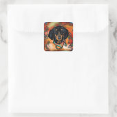DACKEL VIERKANTE STICKER (Tas)