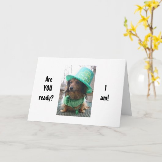 DACSHOUND ZEGT DAT HIJ KLAAR IS VOOR PARTIJ ST. PA KAART (Gele Bloem)