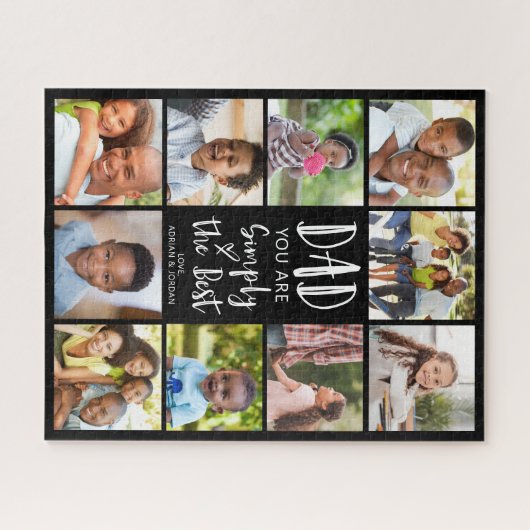 Dad 10 Photo Collage gewoon de beste gewoonte Legpuzzel (Horizontaal)