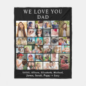 Dad 30 Photo Collage Zwart Fleece Deken (Voorkant)