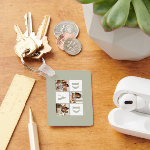 Dad 3 Foto Collage Saliegroen Sleutelhanger