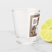 Dad 3 Photo Collage Bold Brown Typography Shot Glas (Links)