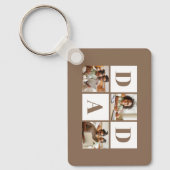 Dad 3 Photo Collage Bold Brown Typography Sleutelhanger (Voorkant)