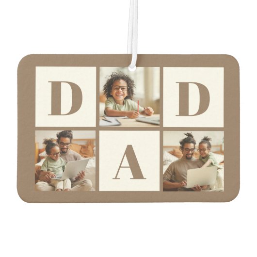 Dad 3 Photo Collage Brown Luchtverfrisser (Achterkant)