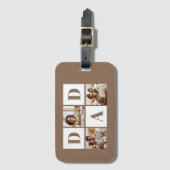 Dad 3 Photo Collage Brown Luggage Tag Bagagelabel (Voorkant (verticaal))