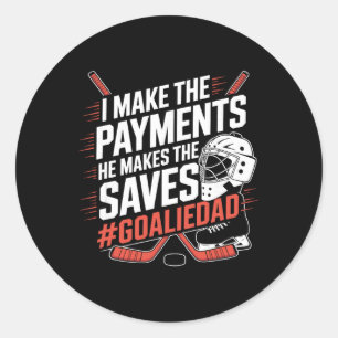 Dad als doelman ijshockey ronde sticker