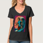 Dad And Daughter Surfing Retro Pop Surfer Dad 3 T-shirt (Voorkant)