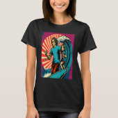 Dad And Daughter Surfing Retro Pop Surfer Dad 3 T-shirt (Voorkant)