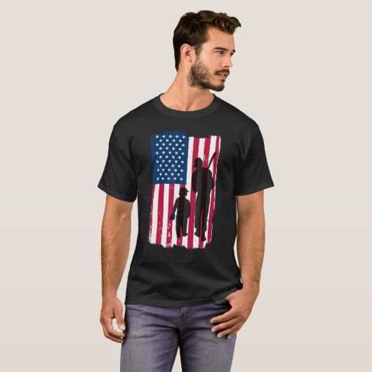 Dad And Son Batter & Pitcher Baseball Player Ameri T-shirt (Voorkant volledig)