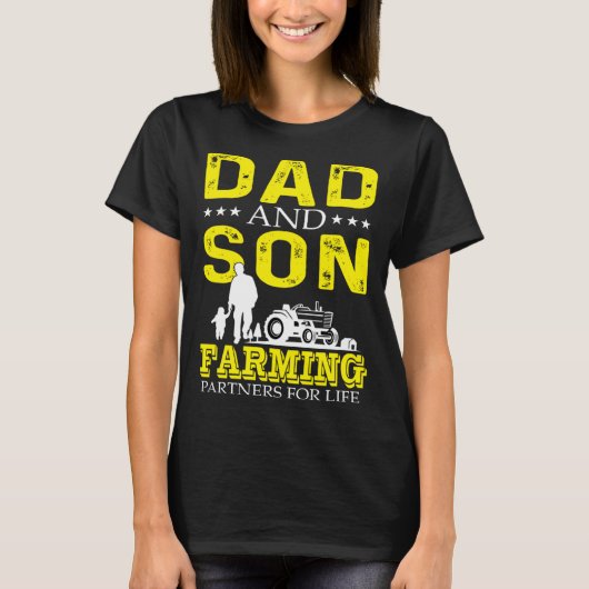 Dad And Son Farming Partners For Life Cool Farmer T-shirt (Voorkant)