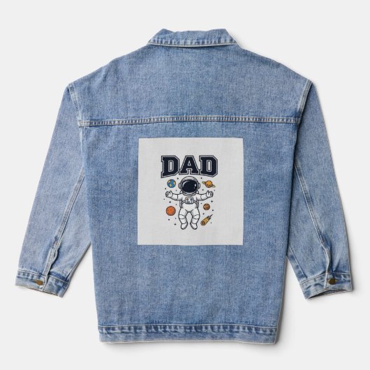 Dad Astronaut Space Vector Shirt Ontwerp_1 Denim Jacket (Achterkant)