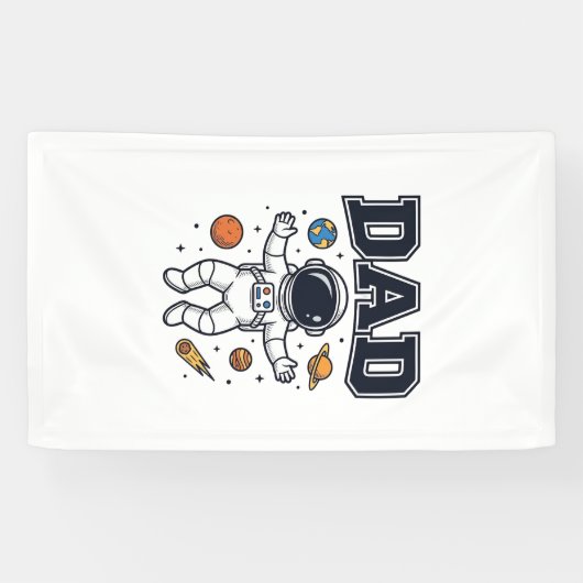 Dad Astronaut Space Vector Shirt Ontwerp_1 Spandoek (Horizontaal)