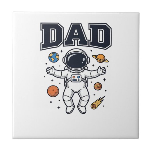 Dad Astronaut Space Vector Shirt Ontwerp_1 Tegeltje (Voorkant)