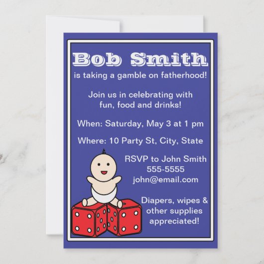 Dad Baby shower Baby Dice Gamble Kaart (Voorkant)