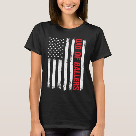 Dad Ballers American Flag Volleyball Softball Team T-shirt (Voorkant)