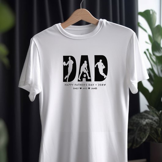 DAD Basketball Player Letter Cutout Custom Text T-shirt