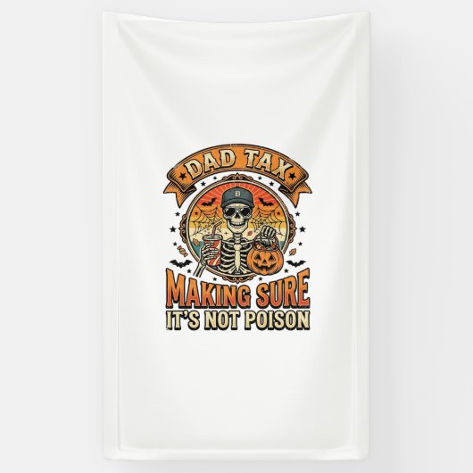 Dad Belasting Grappige Halloween Skelet Snoep_1 Spandoek (Verticaal)