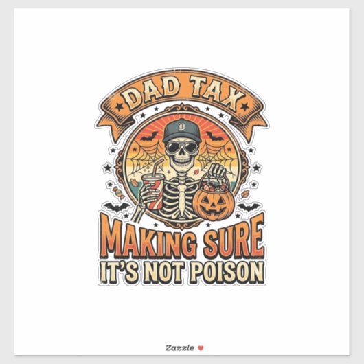 Dad Belasting Grappige Halloween Skelet Snoep_1 Sticker (Vel)