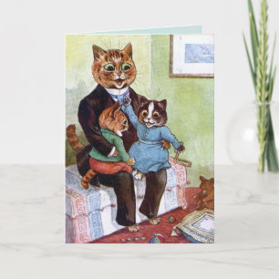 DAD BIRTHDAY CAT LOUIS WAIN GREETING CARD KAART