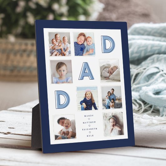 DAD Blue Letters Family Photo Collage Navy Lijst Fotoplaat