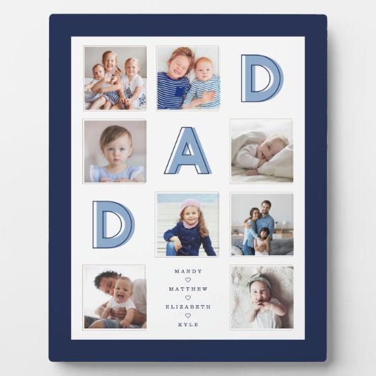 DAD Blue Letters Family Photo Collage Navy Lijst Fotoplaat (Voorkant)