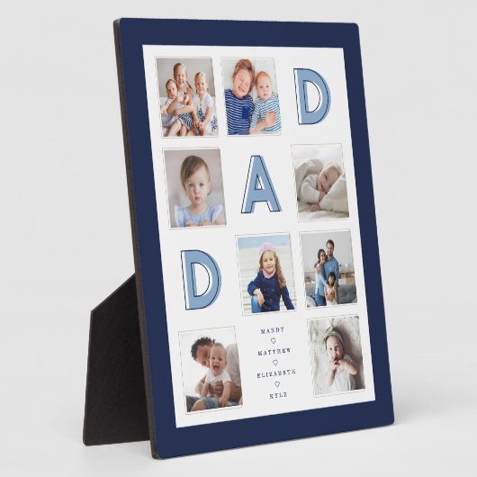 DAD Blue Letters Family Photo Collage Navy Lijst Fotoplaat (Zijkant)