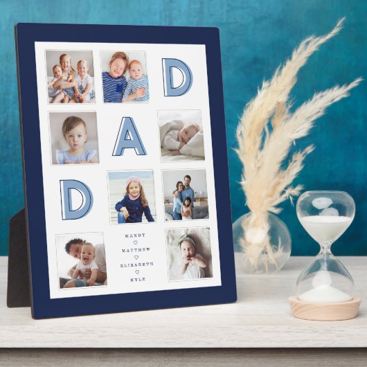 DAD Blue Letters Family Photo Collage Navy Lijst Fotoplaat (Zijkant)