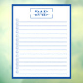 Dad Blue Monogram 20" x25" To Do List Dry Erase Raamsticker (Vel 3)