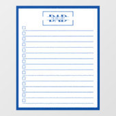 Dad Blue Monogram 20" x25" To Do List Dry Erase Raamsticker (Vel)
